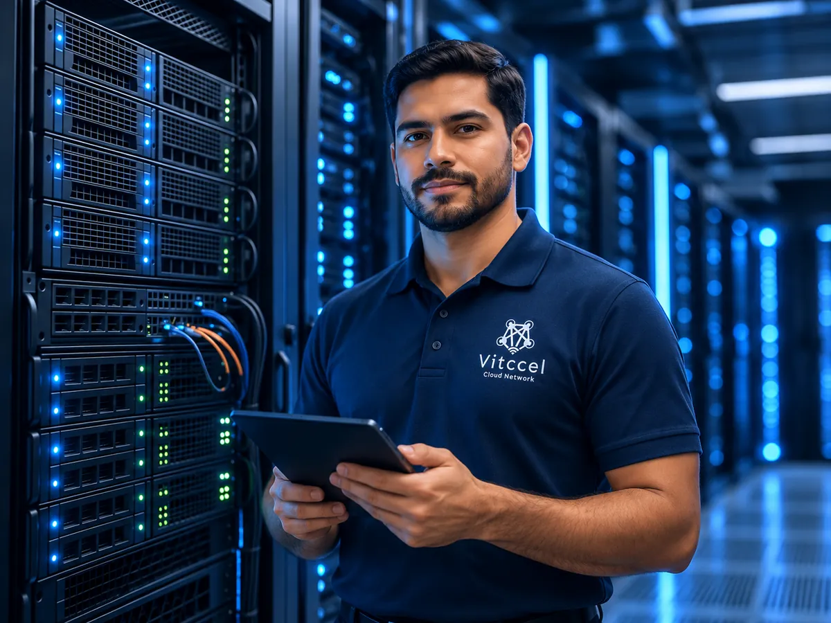 Ingeniero de Vitccel en el centro de datos